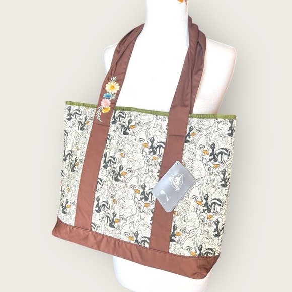 Disney Handbags - Bambi Disney Parks Quilted Tote Bag Thumper Flower‎ Mushroom New Tags 18" Boho